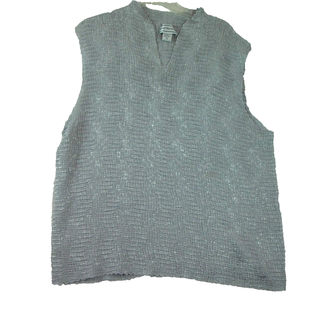 August Max Woman Sleeveless Silver V‎ Neck Top Size 3X Blouse Christmas Holiday